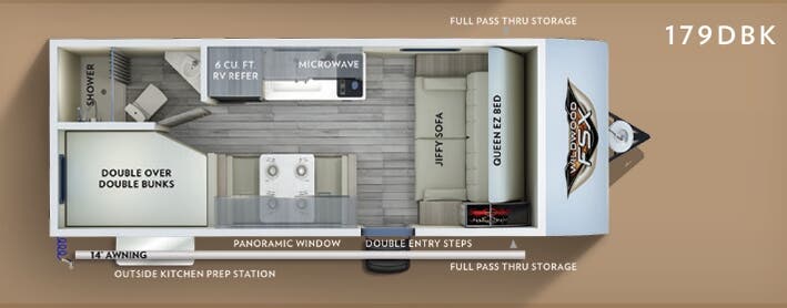 View 2019 Forest River Wildwood X-Lite FSX 179DBK complete specs and manufacturer brochures