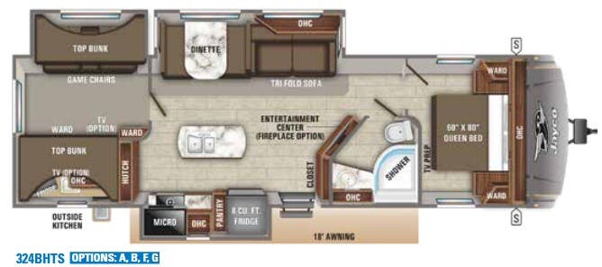 View 2019 Jayco Eagle HT 324BHTS complete specs and manufacturer brochures