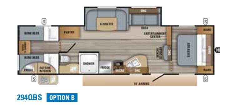 View 2019 Jayco Jay Flight SLX 8 294QBS complete specs and manufacturer brochures