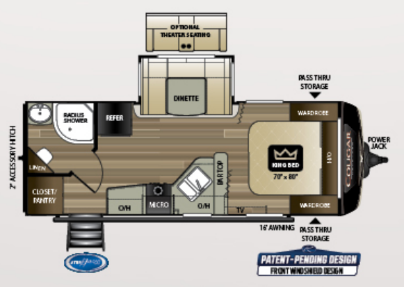 View 2019 Keystone Cougar Half-Ton 22RBS complete specs and manufacturer brochures
