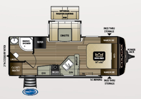 View 2019 Keystone Cougar Half-Ton 22RBSWE complete specs and manufacturer brochures