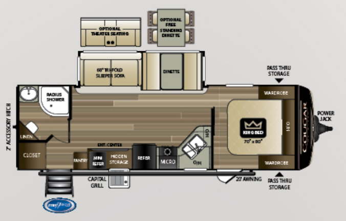 View 2019 Keystone Cougar Half-Ton 26RBSWE complete specs and manufacturer brochures