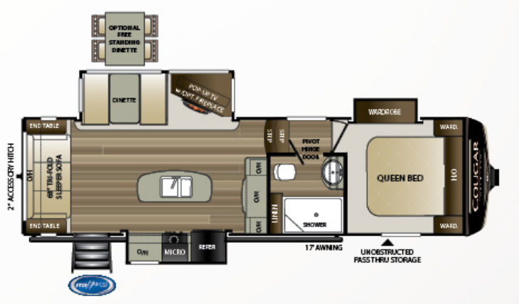 View 2019 Keystone Cougar Half-Ton 27RLSWE complete specs and manufacturer brochures