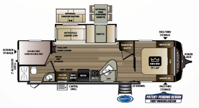View 2019 Keystone Cougar Half-Ton 29BHS complete specs and manufacturer brochures