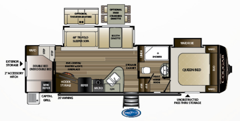View 2019 Keystone Cougar Half-Ton 29RDB complete specs and manufacturer brochures