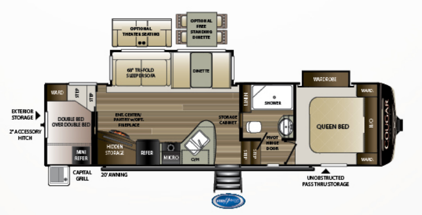 View 2019 Keystone Cougar Half-Ton 29RDBWE complete specs and manufacturer brochures