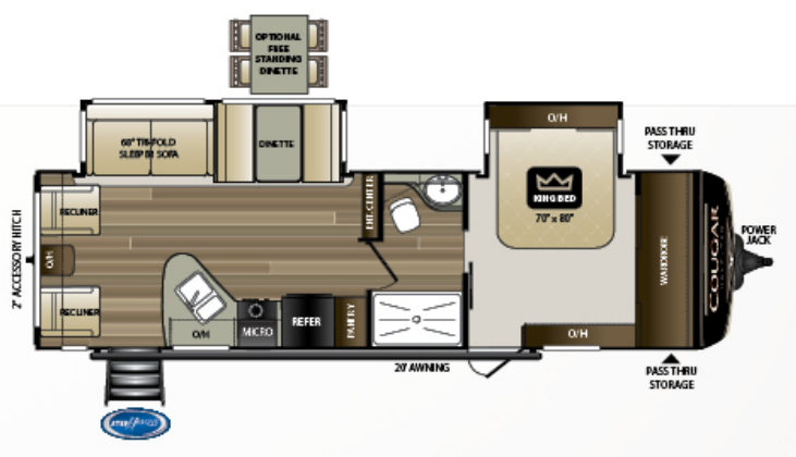 View 2019 Keystone Cougar Half-Ton 29RLD complete specs and manufacturer brochures