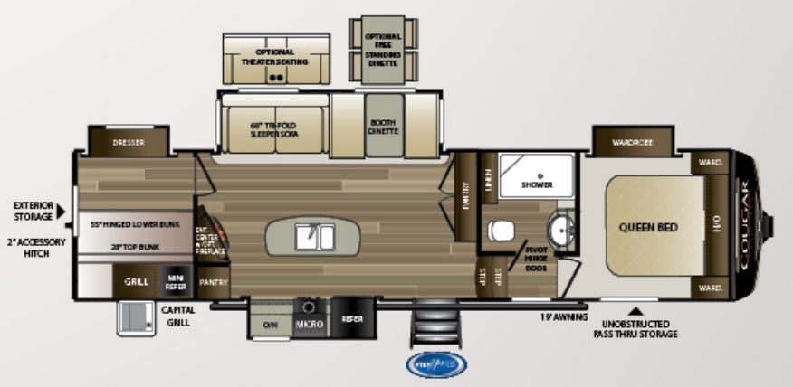 View 2019 Keystone Cougar Half-Ton 32DBH complete specs and manufacturer brochures