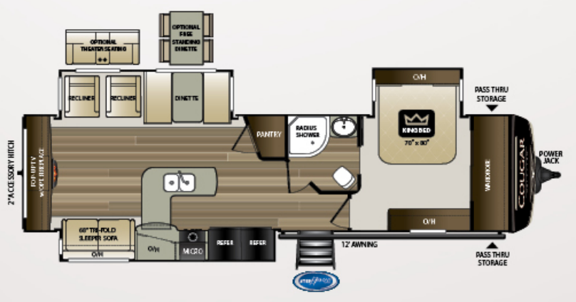 View 2019 Keystone Cougar Half-Ton 33SAB complete specs and manufacturer brochures