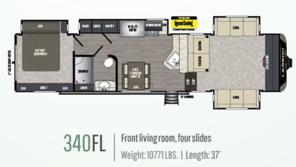View 2019 Keystone Laredo 340FL complete specs and manufacturer brochures