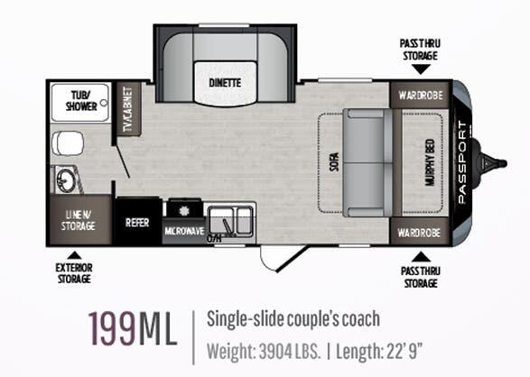 View 2019 Keystone Passport SL Series 199ML complete specs and manufacturer brochures