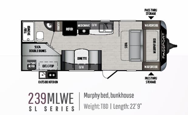 View 2019 Keystone Passport SL Series 239MLWE complete specs and manufacturer brochures
