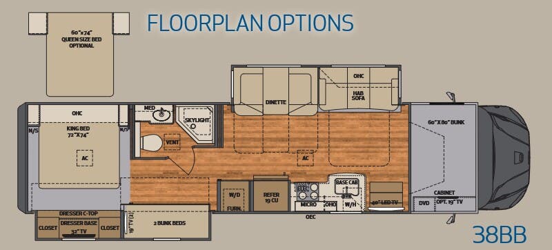 View 2019 Renegade RV Valencia 38BB complete specs and manufacturer brochures