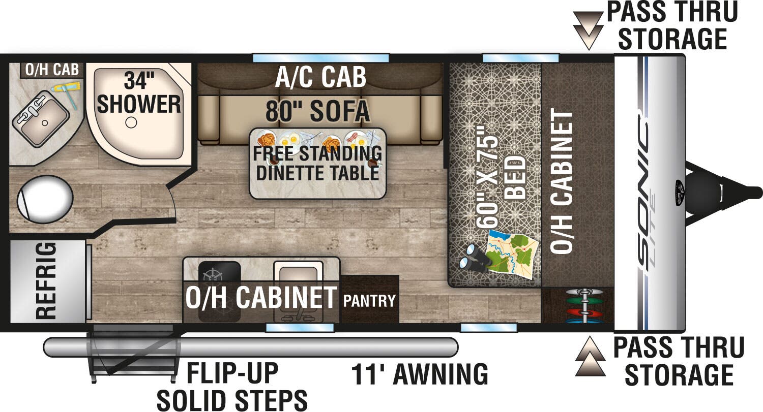 View 2019 Venture RV Sonic Lite SL168VRB complete specs and manufacturer brochures