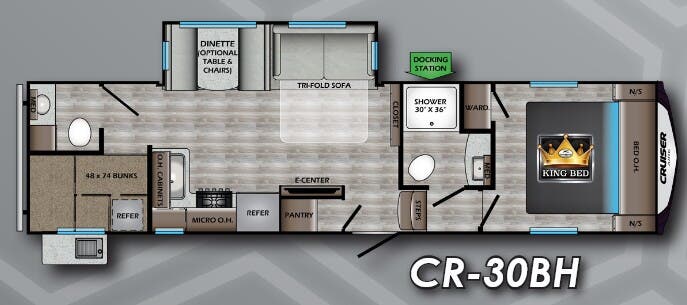 View 2020 CrossRoads Cruiser Aire CR-30BH complete specs and manufacturer brochures