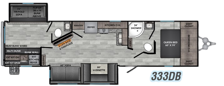 View 2020 CrossRoads Zinger ZR-333DB complete specs and manufacturer brochures