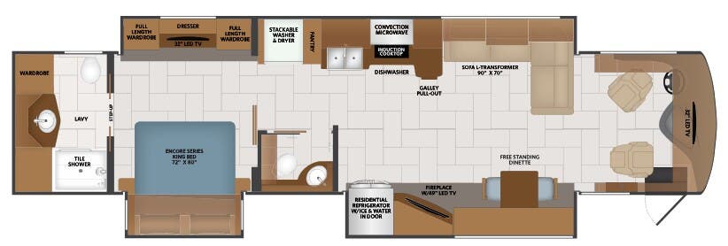 View 2020 Fleetwood Discovery LXE 40D complete specs and manufacturer brochures