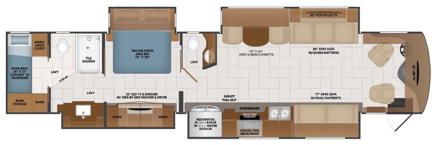View 2020 Fleetwood Discovery LXE 44B complete specs and manufacturer brochures