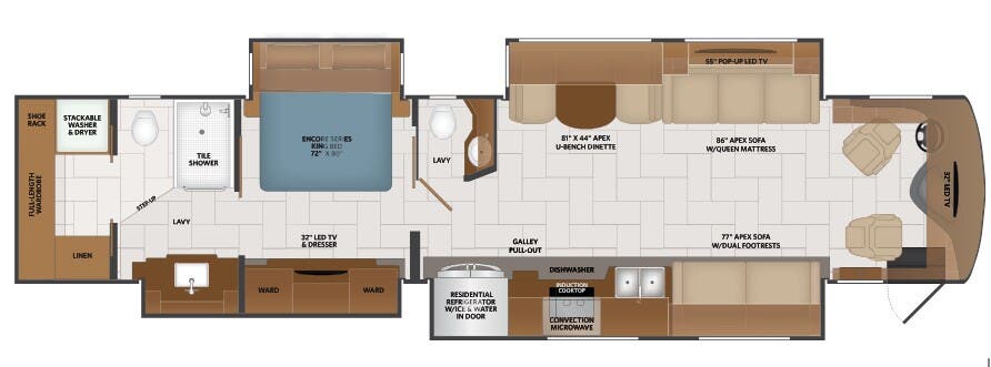 View 2020 Fleetwood Discovery LXE 44H complete specs and manufacturer brochures