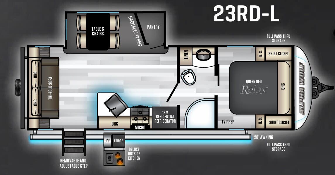 View 2020 Forest River Cherokee Alpha Wolf 23RD-L complete specs and manufacturer brochures