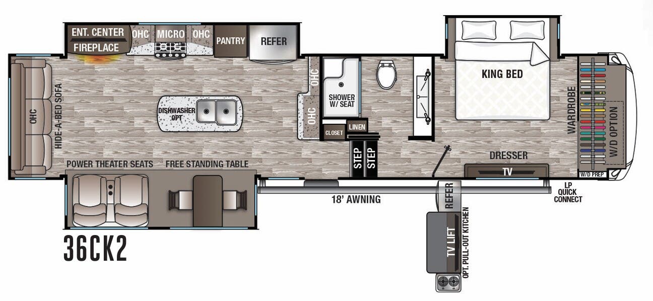 View 2020 Forest River Cedar Creek Hathaway Edition 36CK2 complete specs and manufacturer brochures