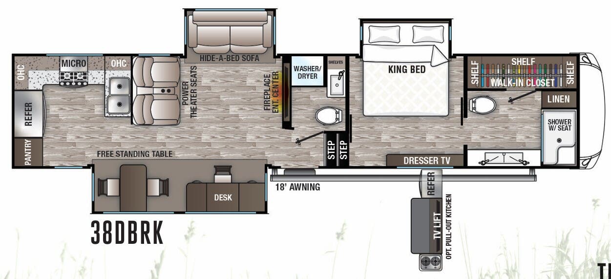 View 2020 Forest River Cedar Creek Hathaway Edition 38DBRK complete specs and manufacturer brochures