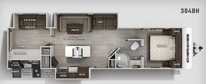 View 2020 Forest River Cherokee 304BH complete specs and manufacturer brochures