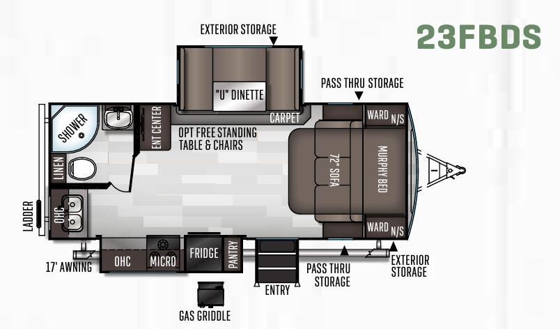 View 2020 Forest River Flagstaff Super Lite 23FBDS complete specs and manufacturer brochures