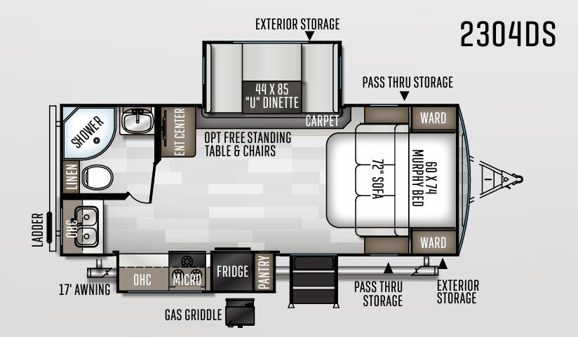 View 2020 Forest River Rockwood Ultra Lite 2304DS complete specs and manufacturer brochures