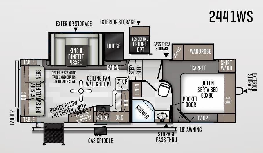 View 2020 Forest River Rockwood Ultra Lite 2441WS complete specs and manufacturer brochures