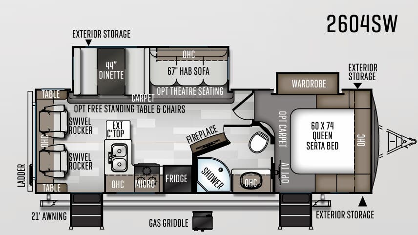 View 2020 Forest River Rockwood Ultra Lite 2604SW complete specs and manufacturer brochures