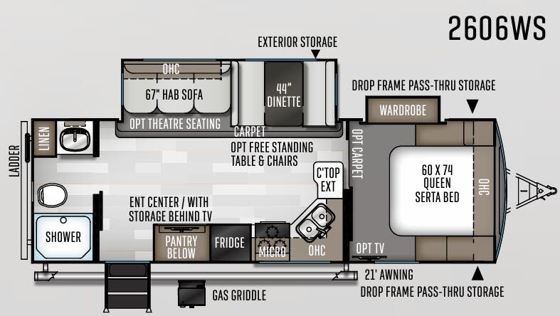 View 2020 Forest River Rockwood Ultra Lite 2606WS complete specs and manufacturer brochures