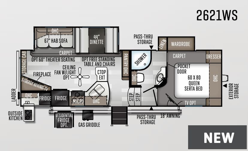 View 2020 Forest River Rockwood Ultra Lite 2621WS complete specs and manufacturer brochures