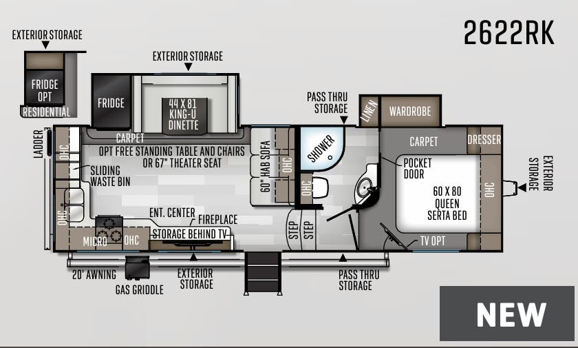 View 2020 Forest River Rockwood Ultra Lite 2622RK complete specs and manufacturer brochures