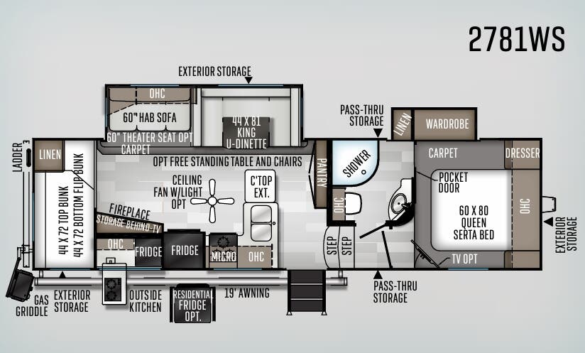 View 2020 Forest River Rockwood Ultra Lite 2781WS complete specs and manufacturer brochures