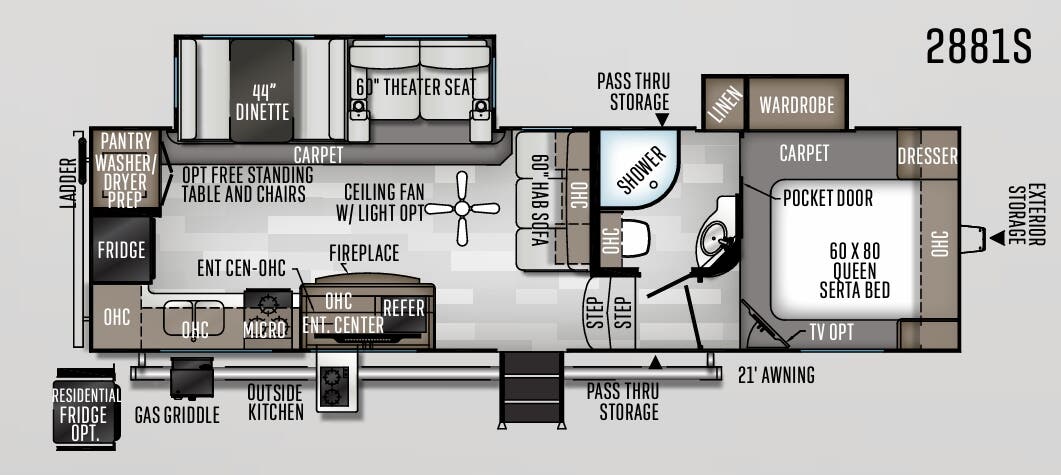 View 2020 Forest River Rockwood Ultra Lite 2881S complete specs and manufacturer brochures