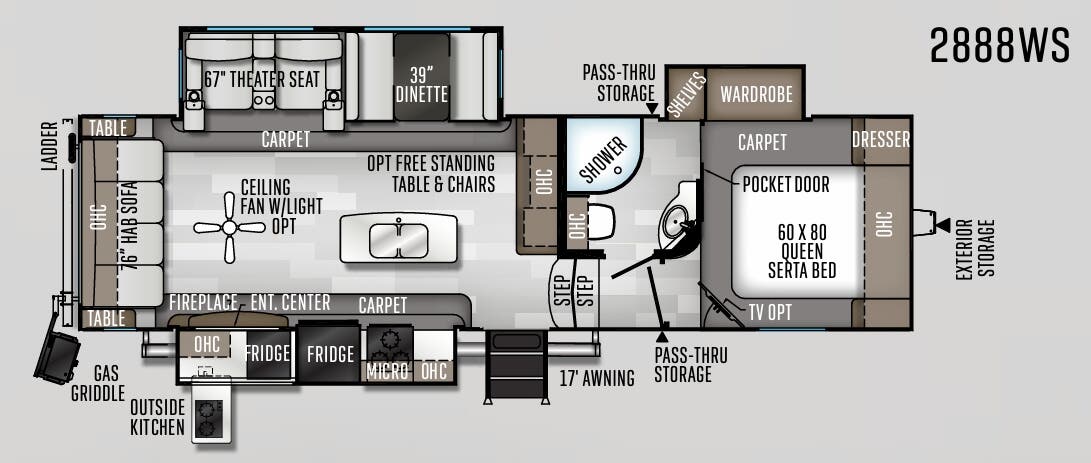 View 2020 Forest River Rockwood Ultra Lite 2888WS complete specs and manufacturer brochures