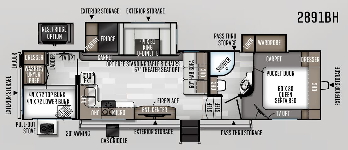 View 2020 Forest River Rockwood Ultra Lite 2891BH complete specs and manufacturer brochures