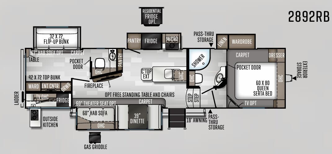 View 2020 Forest River Rockwood Ultra Lite 2892RB complete specs and manufacturer brochures