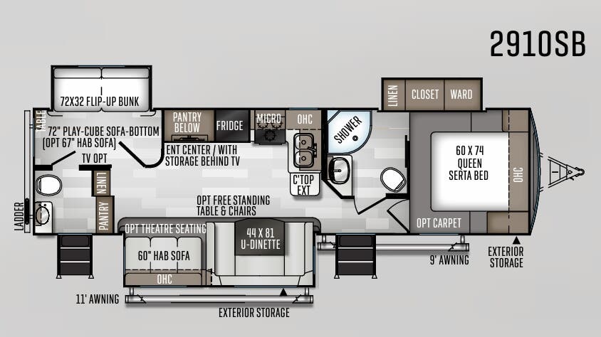 View 2020 Forest River Rockwood Ultra Lite 2910SB complete specs and manufacturer brochures