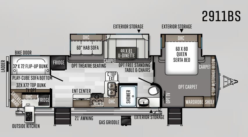 View 2020 Forest River Rockwood Ultra Lite 2911SB complete specs and manufacturer brochures