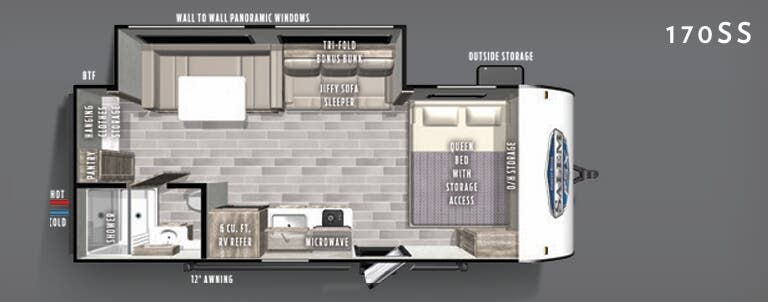 View 2020 Forest River Salem FSX 170SS complete specs and manufacturer brochures