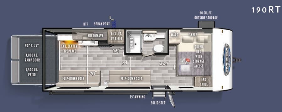 View 2020 Forest River Salem FSX 190RT complete specs and manufacturer brochures