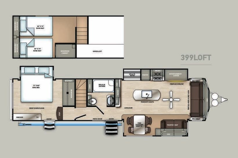 View 2020 Forest River Sandpiper Destination 399LOFT complete specs and manufacturer brochures