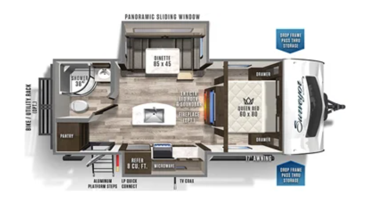 View 2020 Forest River Surveyor Luxury 226RBDS complete specs and manufacturer brochures