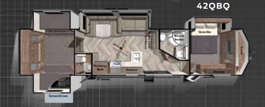 View 2020 Forest River Wildwood DLX 42QBQ complete specs and manufacturer brochures