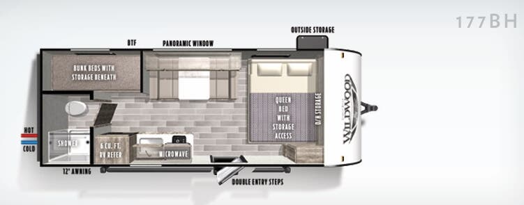 View 2020 Forest River Wildwood FSX 177BH complete specs and manufacturer brochures