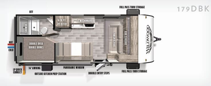 View 2020 Forest River Wildwood FSX 179DBK complete specs and manufacturer brochures