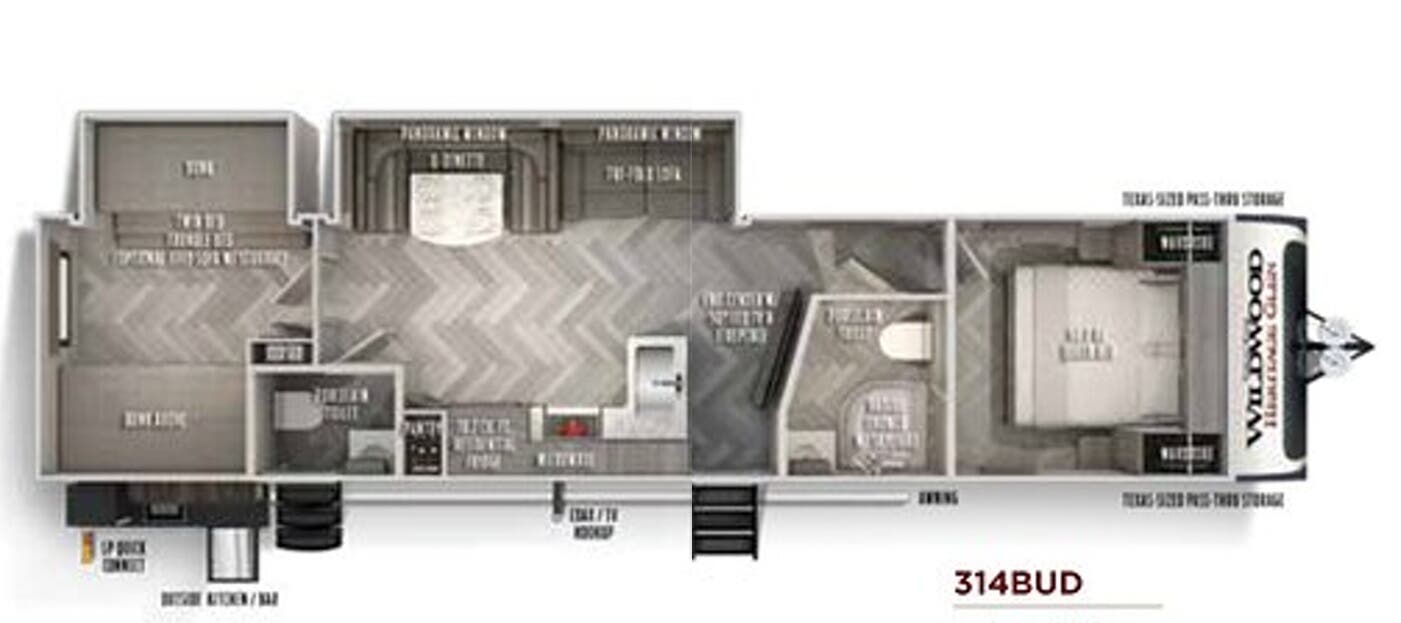 View 2020 Forest River Wildwood Heritage Glen 314BUD complete specs and manufacturer brochures