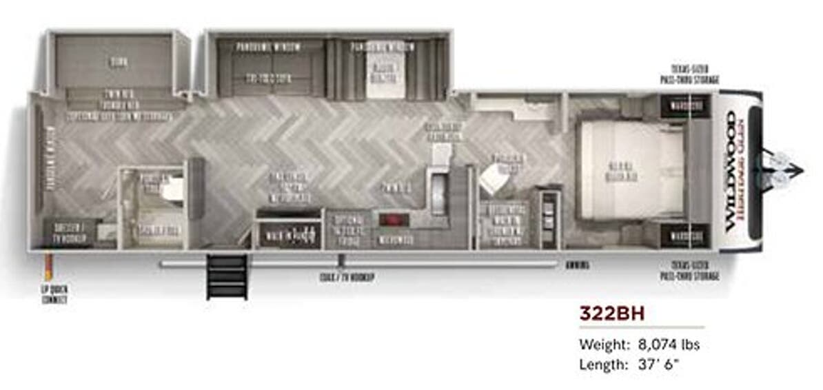 View 2020 Forest River Wildwood Heritage Glen 322BH complete specs and manufacturer brochures